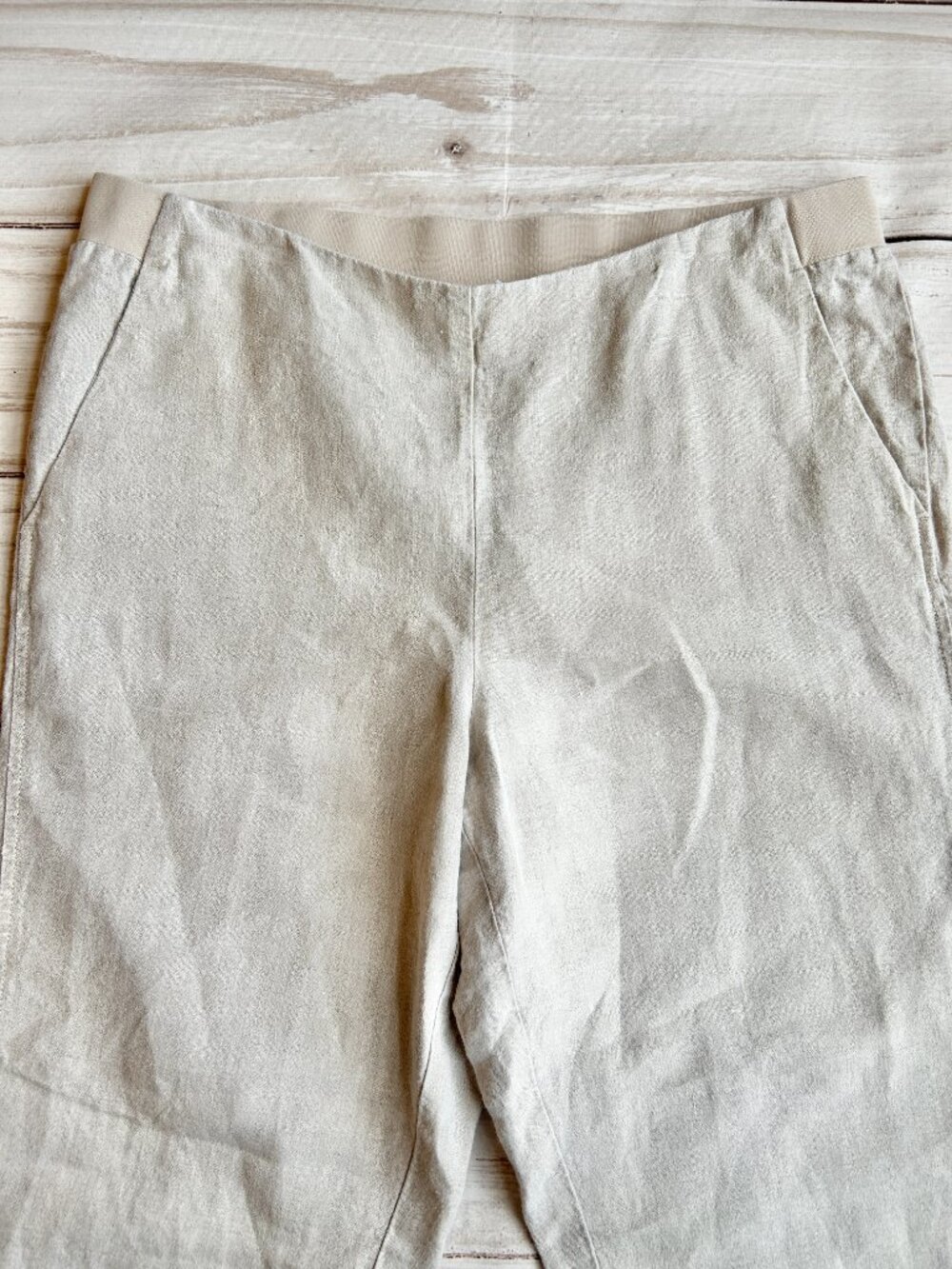 J. Jill Love Linen Elastic Waist Pull On Trouser Pants in Oatmeal Size M - Picture 3 of 7
